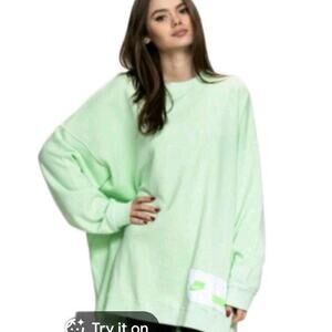 NIKE NSW FLEECE CREW OVERSIZED SWEATSHIRT ENGINEERED VAPOR GREEN SIZE S